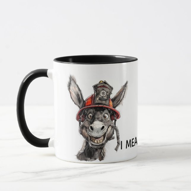 Tasse drôle de pompier - Ane idiot courageux - Bla (Gauche)