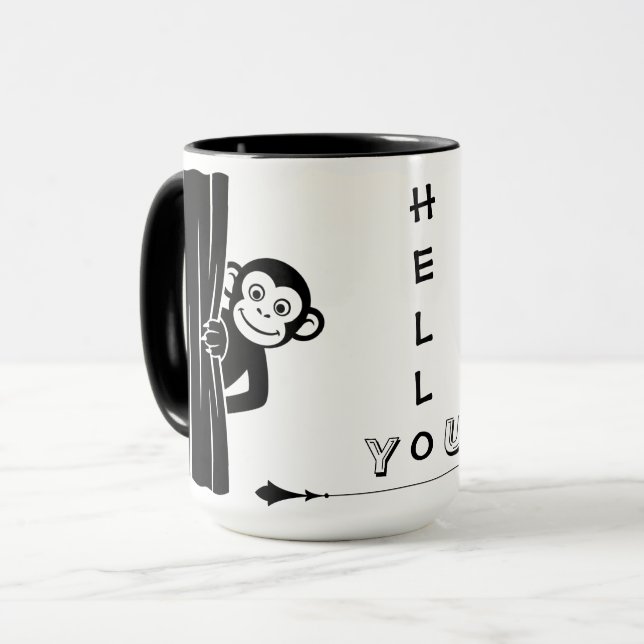 Tasse drôle de singe Peekaboo (Devant gauche)