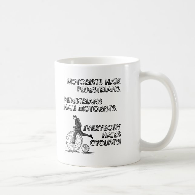 Tasse drôle "Je déteste les cyclistes" (Droite)