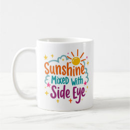 Tasse drôle mélangeant soleil et regard en coin