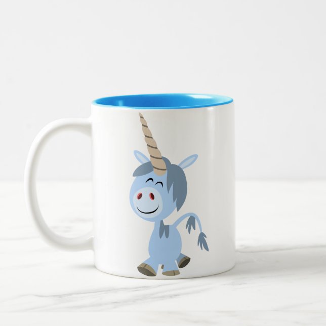 Tasse drôle mignonne de licorne de bande dessinée (Gauche)