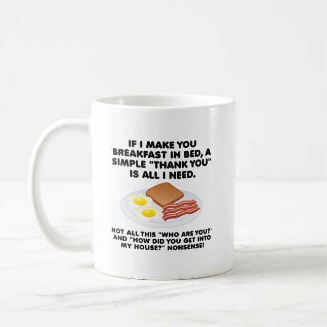 Tasse drôle petit-déjeuner au lit (Gauche)
