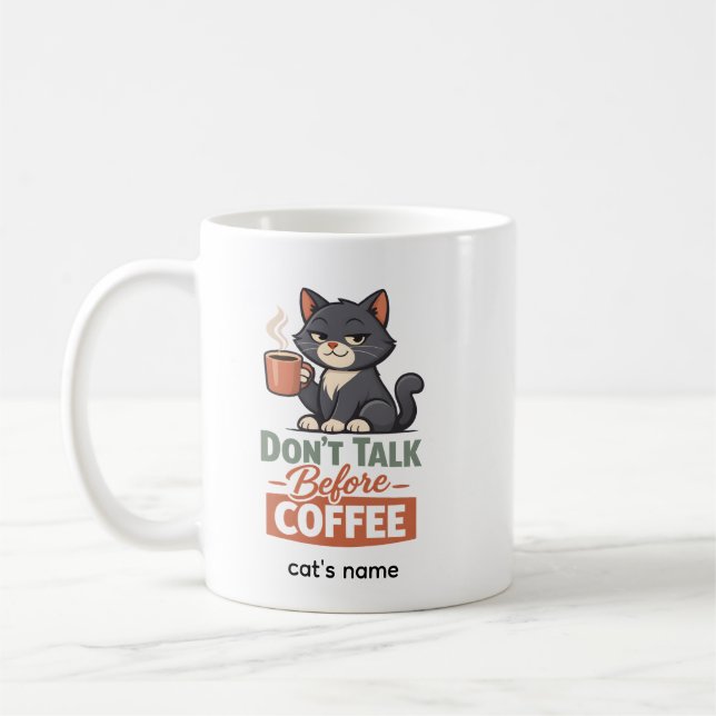 Tasse drôle pour amateur de café et de chats (Gauche)