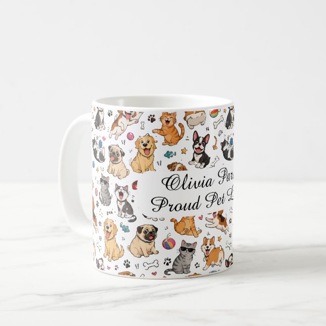 Tasse drôle pour animaux de compagnie nom personna (Devant gauche)