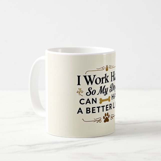 Tasse drôle pour maman de chien – 11 oz avec texte (Devant gauche)