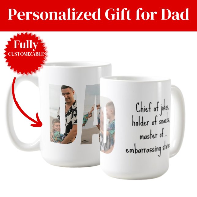 Tasse Drôle pour Papa – Chef des Blagues & Maître  (Funny Dad Mug – Chief of Jokes & Master of Snacks)