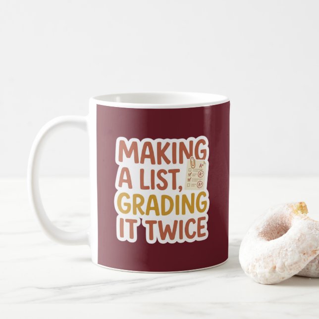 Tasse drôle pour un professeur de Noël avec une li (Avec donut)