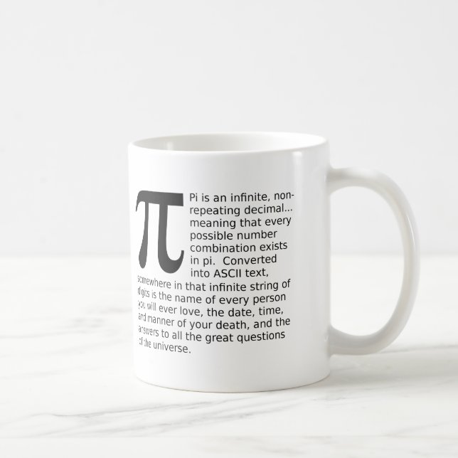 Tasse Drôle Réponses Pi Infinies (Droite)