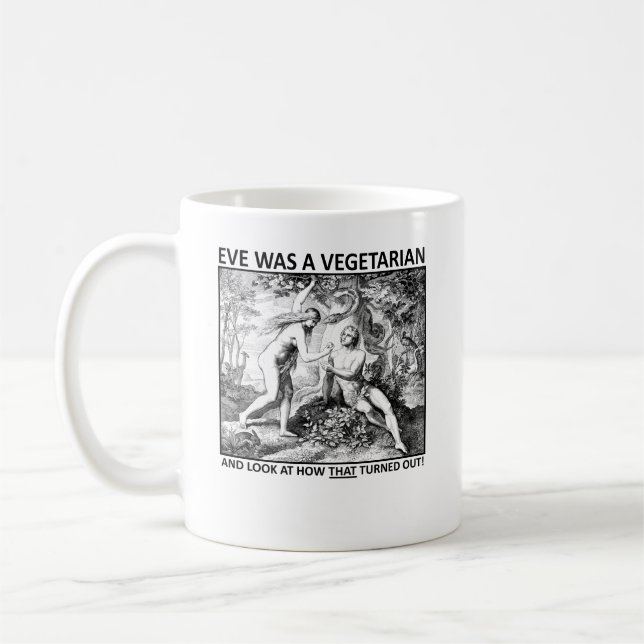 Tasse drôle végétarienne d'Ève (Gauche)