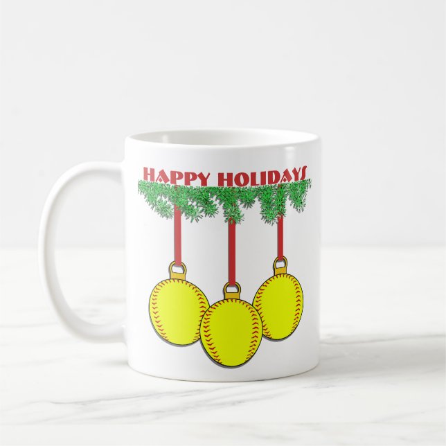 Tasse du base-ball de Fastpitch de Noël (Gauche)