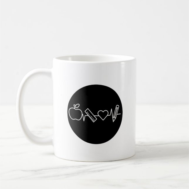 Tasse du rythme cardiaque de l'enseignant | École  (Gauche)