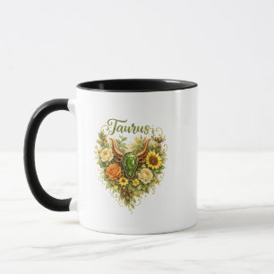 Tasse du zodiaque Taureau à cœur floral – Astrolog
