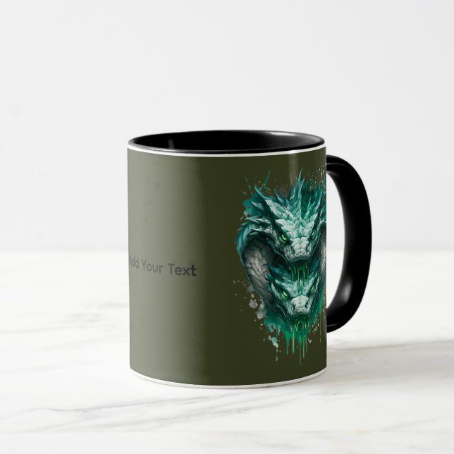 Tasse Éclaboussure Aquarelle Serpent Vert Toxique (Devant droit)