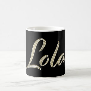 Tasse écriture main Lola or blanc tasse à café
