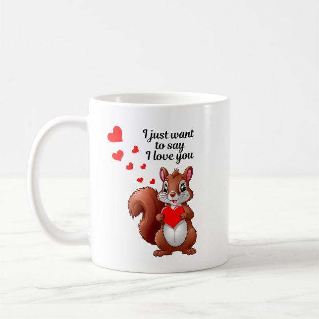 Tasse Écureuil Romantique - Je t'aime (Gauche)