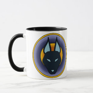 Tasse égyptienne antique de logo d'Anubis de Dieu