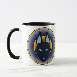 Tasse égyptienne antique de logo d'Anubis de Dieu