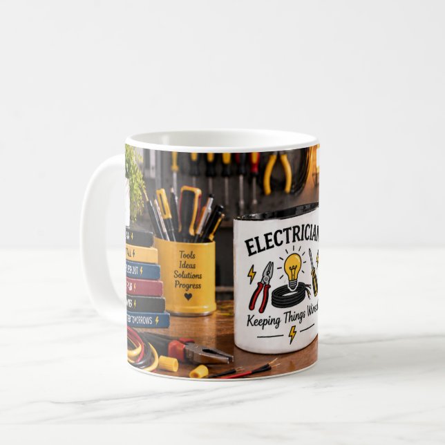 Tasse Électricien qui garde les choses câblées (Devant gauche)
