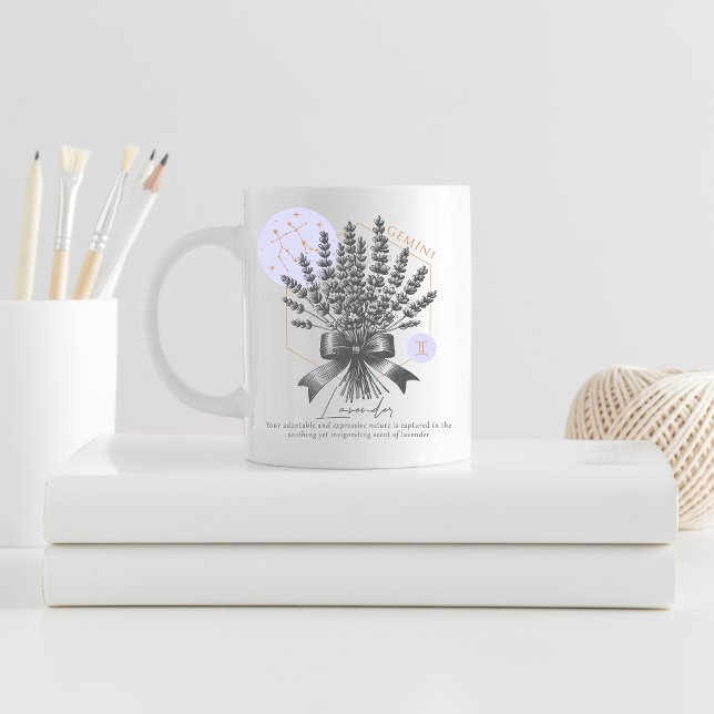 Tasse Élégante Gémeaux Mug Zodiaque Café Design Fl (Gemini birth flower mug)