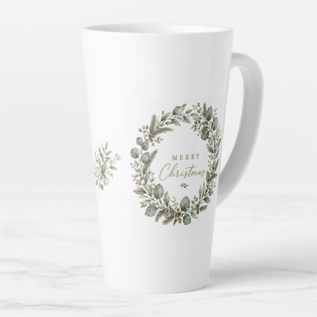Tasse élégante pour latte botanique à l'eucalyptus (Angle droit)