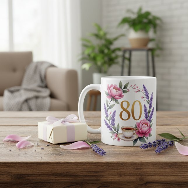 Tasse élégante pour les 80 ans de grand-mère  (Elegant 80th Birthday Mug for Grandma)