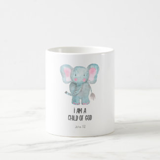 Tasse Éléphant avec Verset Biblique Je suis un enf