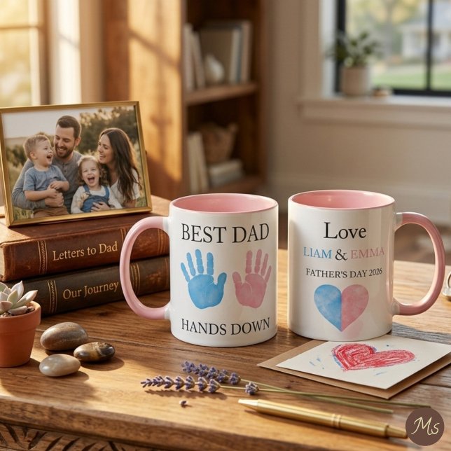 Tasse empreinte de main à l'aquarelle Meilleur Pap (Créateur téléchargé)