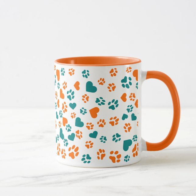 Tasse empreinte de patte orange et sarcelle vibran (Droite)