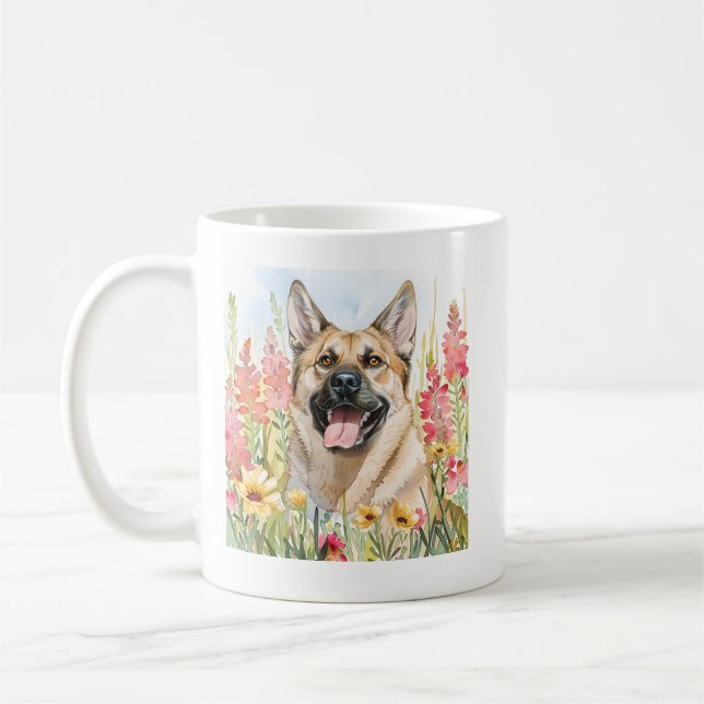 Tasse en aquarelle Norwegian Elkhound (Gauche)