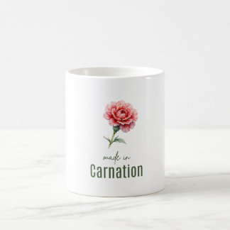 Tasse en art aquarelle avec l'œillet de janvier, f