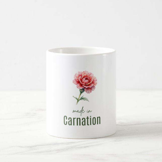 Tasse en art aquarelle avec l'œillet de janvier, f (Centre)