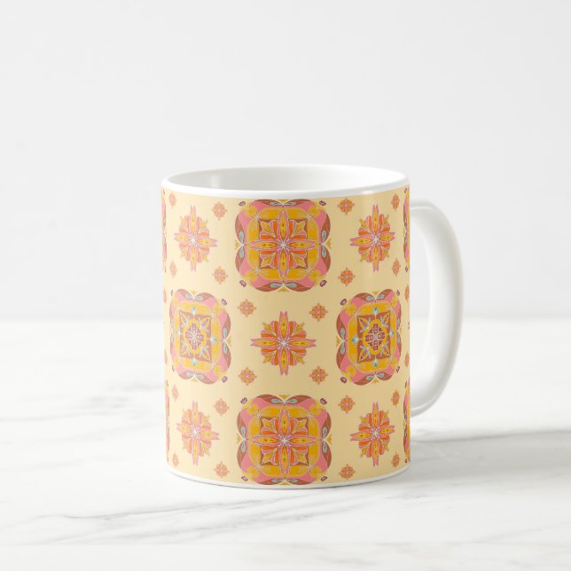 Tasse en céramique à grille florale (Devant droit)