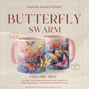 Tasse en céramique à motif d'essaim de papillons c