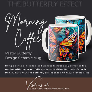 Tasse en céramique à motif papillon pastel