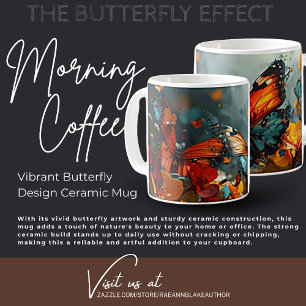Tasse en céramique à motif papillon vibrant