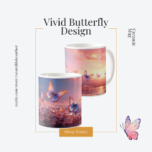 Tasse en céramique à motif papillon vif