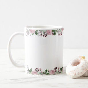 Tasse en céramique blanche avec bordure florale de