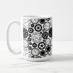 Tasse en céramique blanche avec horloge noire et b