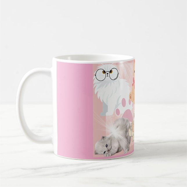 Tasse en céramique Chats roses mignons | Chat duve (Gauche)