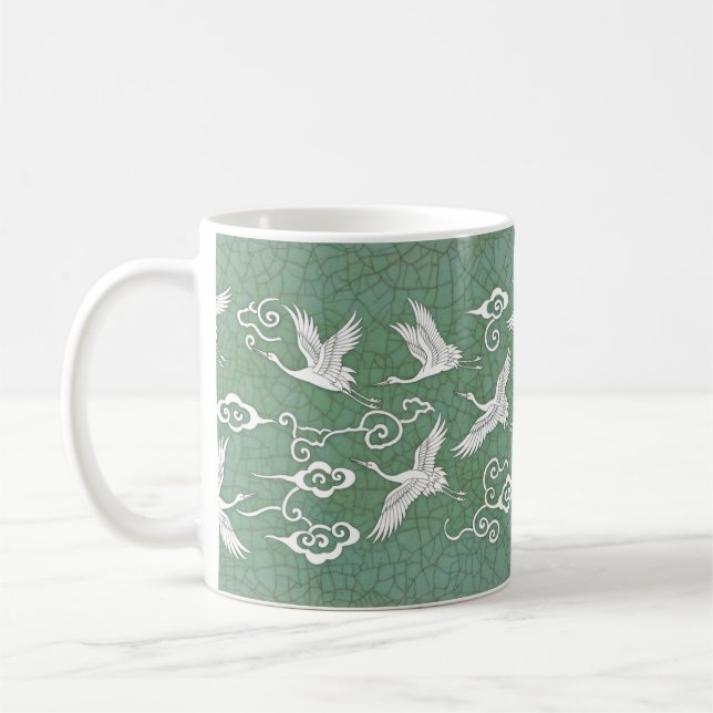 Tasse en céramique coréenne Grue Celadon (Gauche)