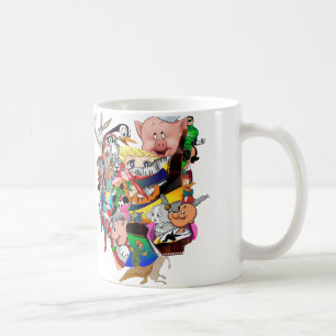 Tasse en céramique de collage de dessin animé rétr