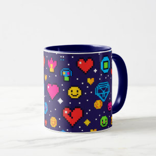 Tasse en céramique de jeu d'art pixelisé 8 bits ré