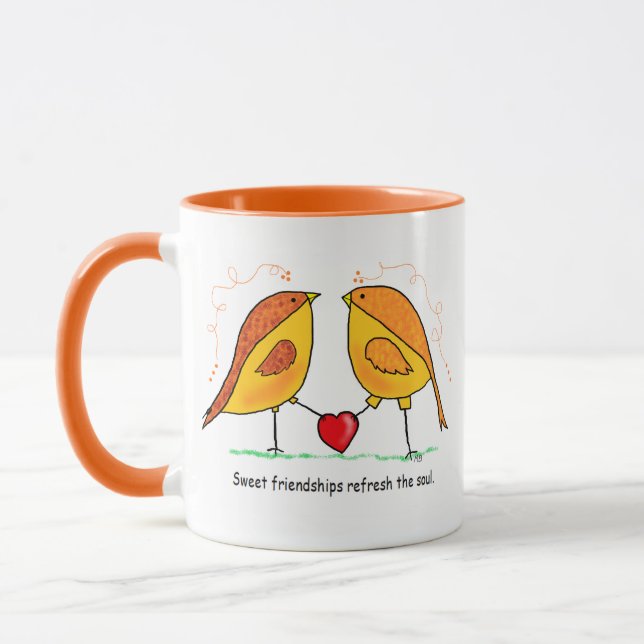 Tasse en céramique Douce Amitié Oiseaux (Gauche)