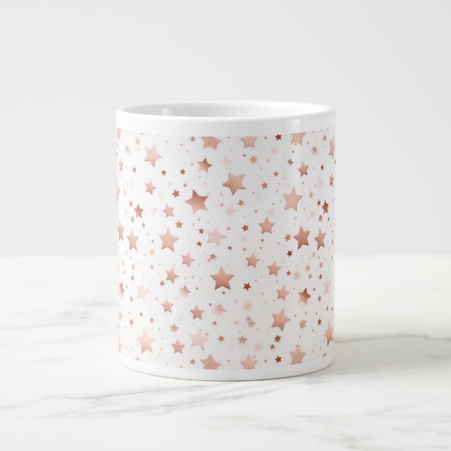 Tasse en céramique géante avec étoiles dorées rose (Devant)