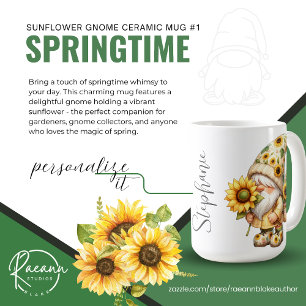 Tasse en céramique Gnome Tournesol de printemps #1