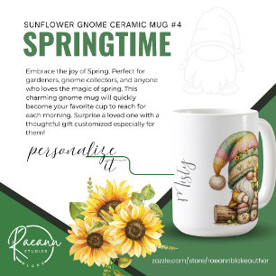 Tasse en céramique Gnome Tournesol de printemps #4