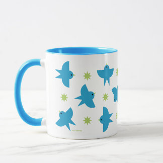 Tasse en céramique motif d'oiseaux bleus en vol