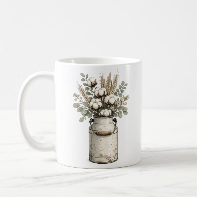 Tasse en coton et eucalyptus de ferme rustique | V (Gauche)