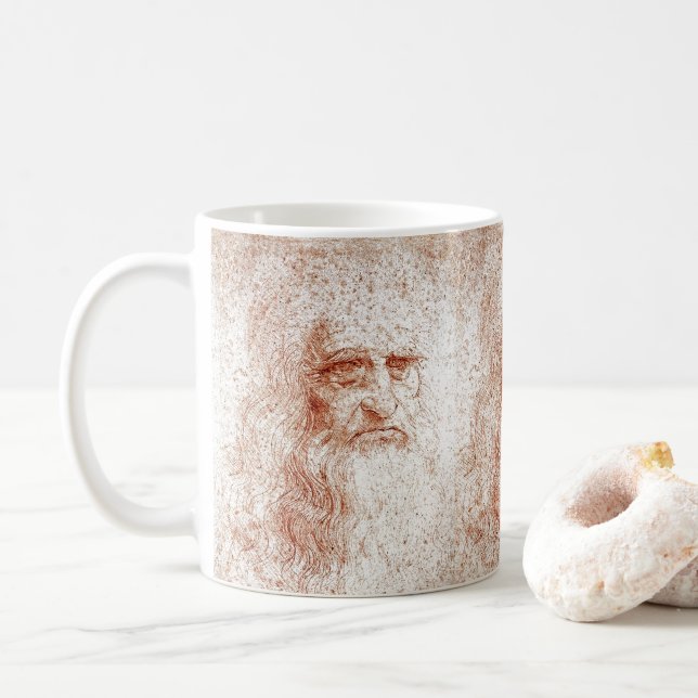 Tasse en craie rouge Léonard de Vinci (Avec donut)