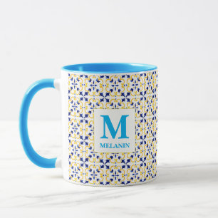 Tasse en forme de carreau à aquarelle Boho – Nom e